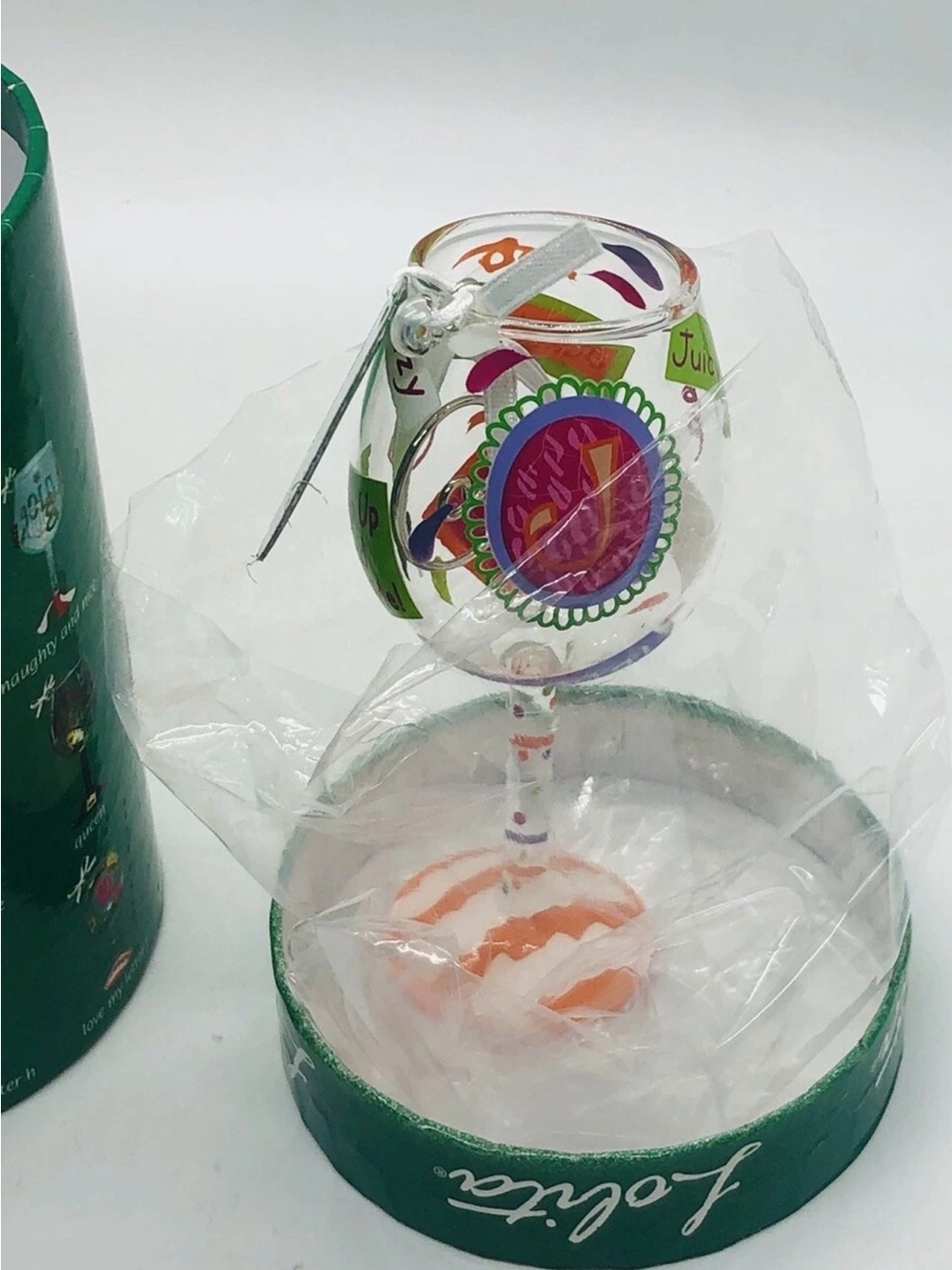 Lolita Hand-Painted Mini Wine Glass Ornament “Love My Letter J”